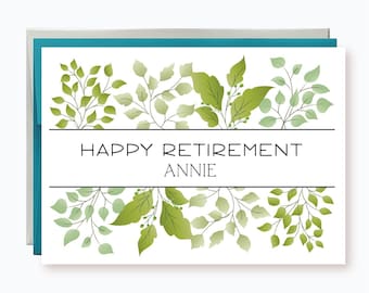 Personalized Retirement Card, Custom Happy Retirement Card, Nature retirement card