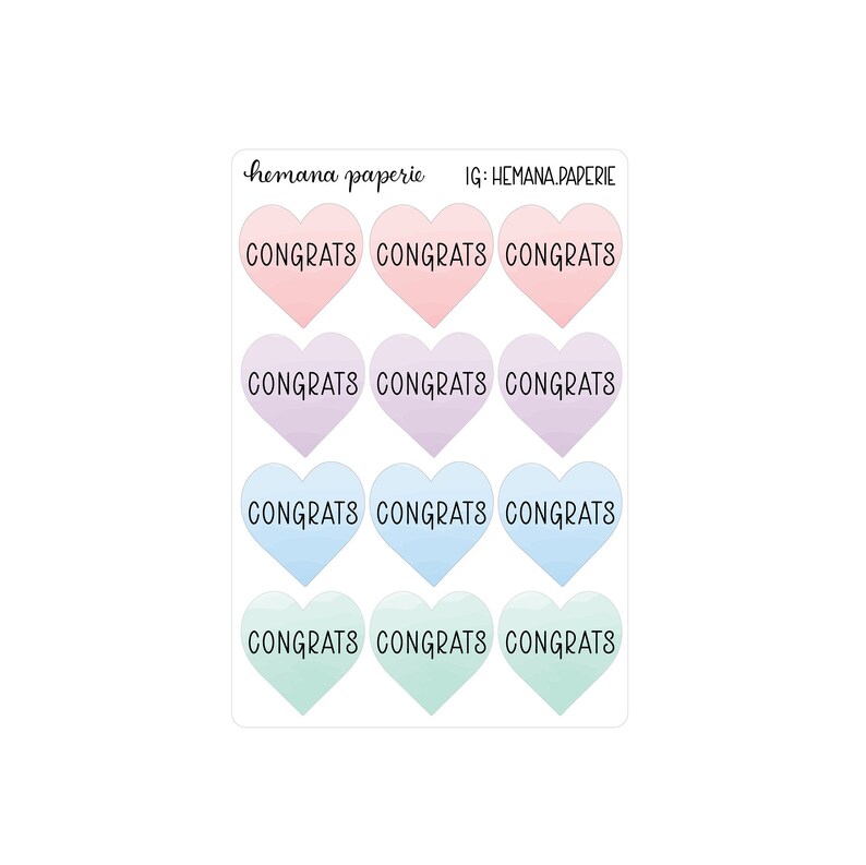 Congrats Sticker Chart Congrats Stickers: Heart Envelope Seals, Gift Stickers (24, 1.5