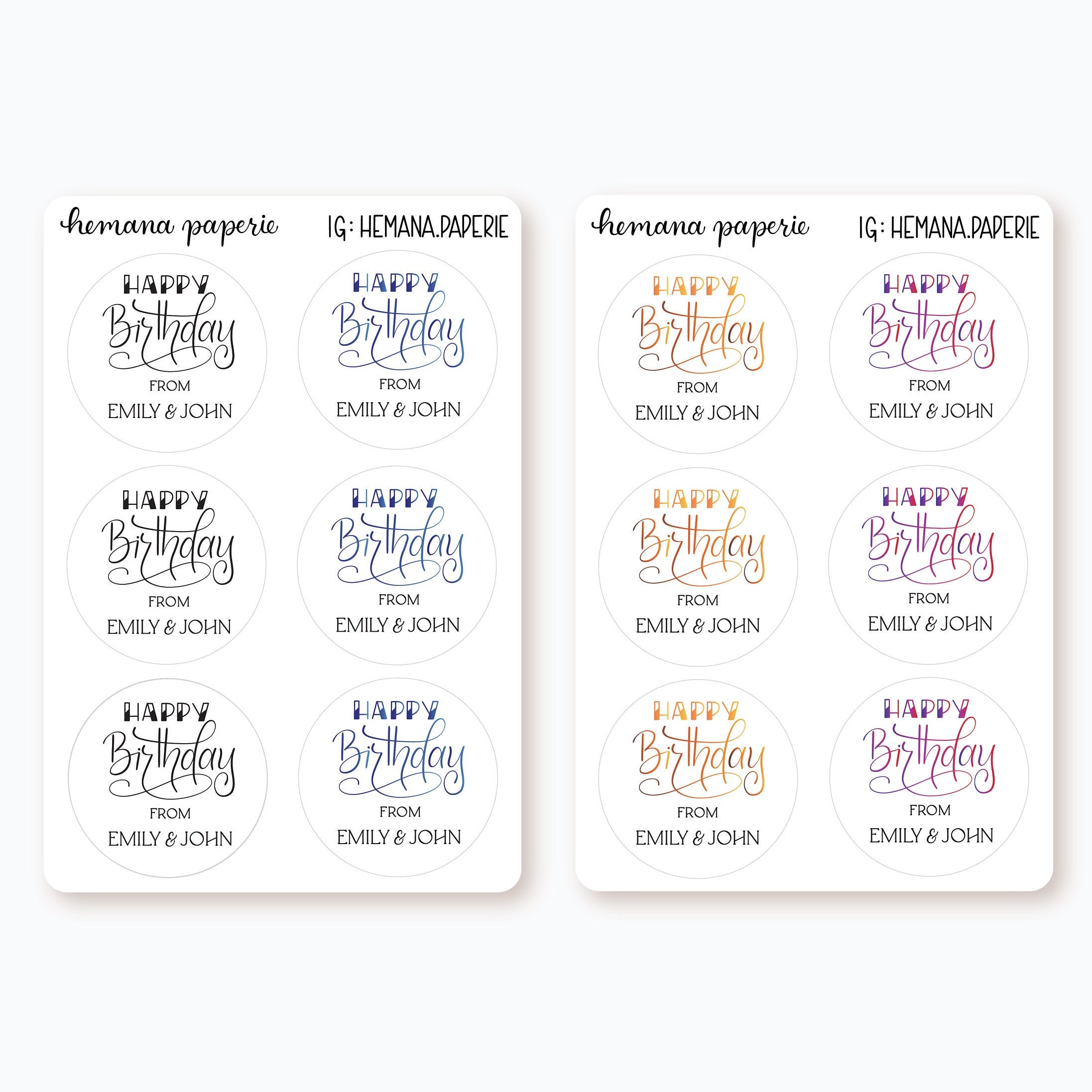Personalized Happy Birthday Stickers | 2 Inch | Set of 12 | Birthday ...