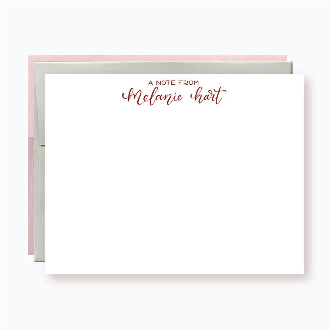 Set of 10 Personalized Flat Note Cards | Custom Note Cards ...
