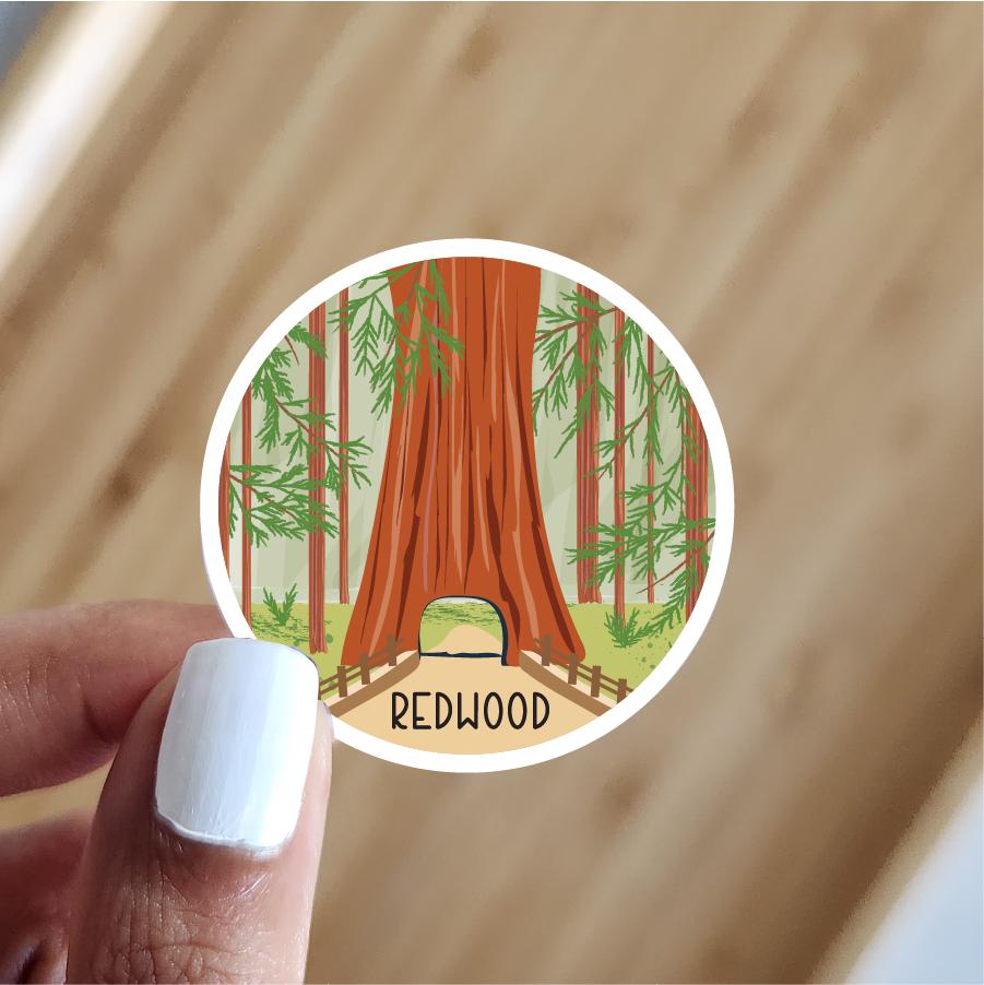 Mini Redwood National Park Waterproof sticker | 1.5 x 1.5 inch