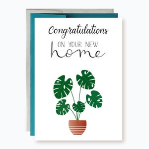 Housewarming Card, Monstera plant card, Home Sweet Home Card, Congratulations New Home,  New House Card, New Home Greeting Card
