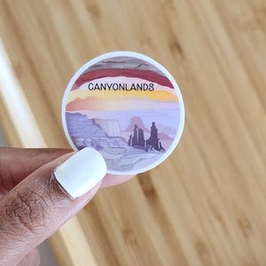 Mini Canyonlands National Park Waterproof sticker | 1.5 x 1.5 inch | Utah State | Canyons | Rock formations | Hiking | stocking stuffers