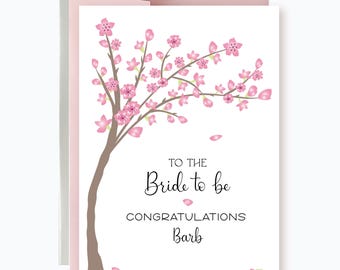 Personalized Cherry Blossom Bridal Shower Card: Spring Congratulations