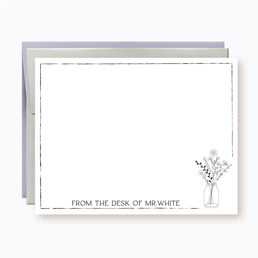 Personalized Teacher Notes With Envelopes | Set of 10 Flat Note Cards ...