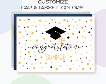 Personalized 2024 Grad card, Congratulations 2024 Grad Card, Graduation Card, Congrats Grad Gold and Black Confetti Card