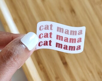 Mini Cat Mama Waterproof sticker  | 1.5 x 0.96 inch