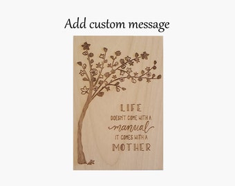 Personalized Wooden Card for Mom, Keepsake Birthday card for Mother, Laser engraved Birthday card for Mom, Cherry Blossom Gift for Mom