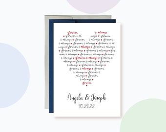 Personalized Wedding Card, Forever and Always Heart Card For Wedding Day, Congratulations on your wedding day, Celebrate Love