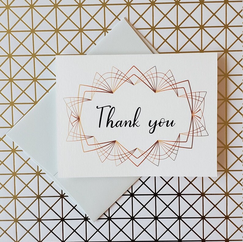 Wedding Thank You Art Deco Thank You Card Appreciation Card Simple Thank You Card Teacher Thank You Card Thank You Cards Bundle of 4