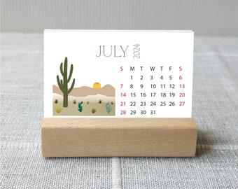 2024 2025 Landscape Mini Desk Calendar with stand option, Choose start month,  3.5 x 2.5 inch, Mothers Day Gift | Grad Gift | Academic Year