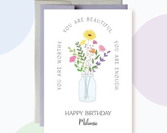 Personalized Inspiring Birthday card for Her, Motivational Birthday Card, Floral Birthday Card, Birthday Card For Friend