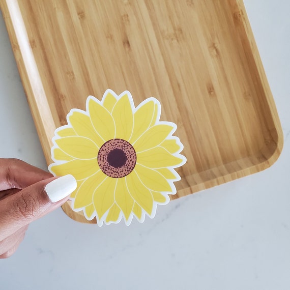 Sunflower Waterproof sticker, 3x3 inch, Nature and Outdoors Sticker, Garden Enthusiast, Planter and Nature Lover, Green Thumb