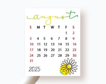 2026 - 2027 Monthly Seasonal Calendar planner Stickers, Choose start month, Sunday or Monday start, BuJo
