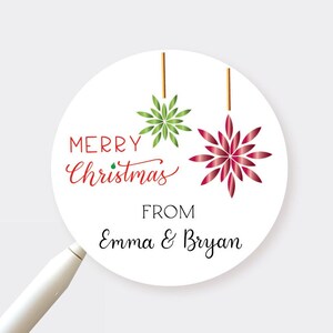 Custom Christmas Stickers Set of 12 | 2 x 2 Inch | Personalized Merry Christmas Envelope Seals | Christmas Gift Stickers | Seasons Greetings