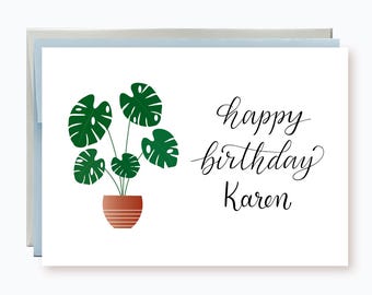 Personalized Birthday card, Monstera Birthday card for her, Plant Birthday Card for Grandma, Mom, Sister