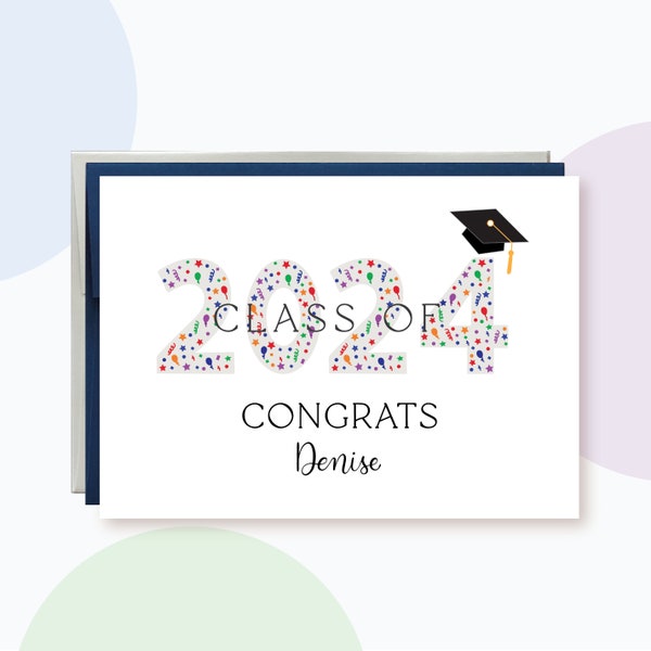 Personalized Confetti Class of 2024 Grad card, Congrats on your Graduation Card, Class of 2024, Congrats Grad