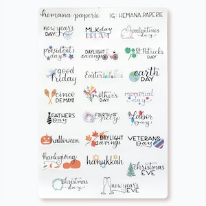 Holiday Planner Stickers, US Holidays, Holiday Icon Journal stickers, Notebook stickers, Academic Planner Stickers, BuJo, Back to School