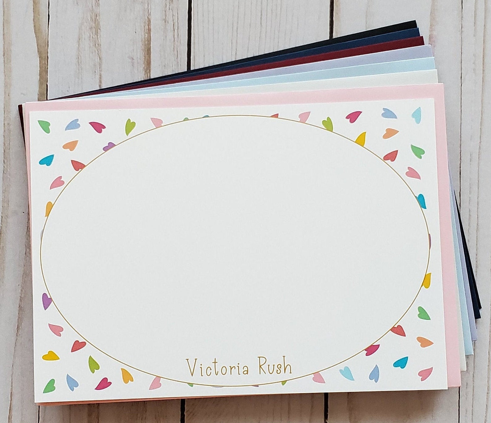 Set of 10 Personalized Flat Note Cards Custom Note Cards Etsy