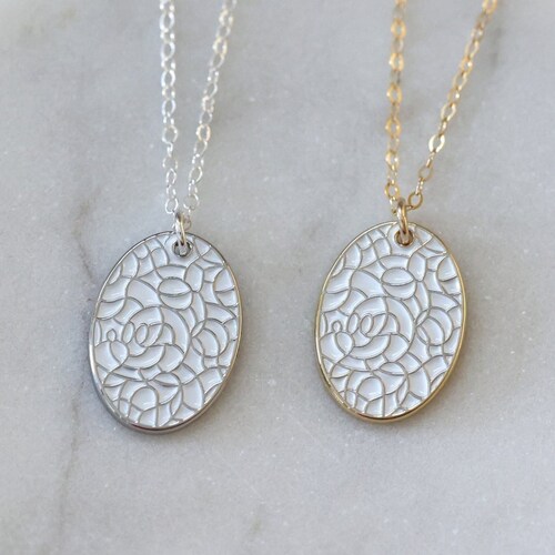 Hidden Mickey Gold or Silver Enamel Necklace, Oval Pendant Dainty Chain Necklace, Disney Inspired Necklace, Disney Inspired Jewelry