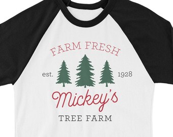 Mickey's Tree Farm 3/4 Sleeve Baseball Style Shirt, Mickey's Very Merry Christmas Party Shirt, Disney Christmas TShirts, Matching Disney