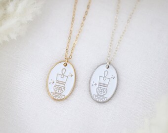 Toy Soldier Enamel Necklace, Oval Pendant Dainty Chain Necklace, Disney Inspired Necklace Jewelry, Christmas Enamel Charm, Very Merry Party
