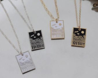 Haunted Mansion Necklace, Disney Halloween Enamel Pendant, Madame Leota, Spooky Necklace, Haunted House, Enamel Necklace