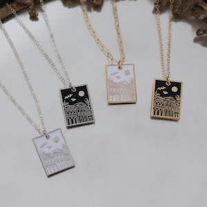 Haunted Mansion Necklace, Disney Halloween Enamel Pendant, Madame Leota, Spooky Necklace, Haunted House, Enamel Necklace