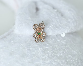 Mickey Gingerbread Necklace, Enamel Charm, Dainty Chain Jewelry, Disney Inspired Holiday Necklace, Very Merry Christmas Party, Gift