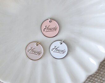 Howdy Necklace, Texas Bachelorette Party, Dainty Chain, Minimal Cowgirl Jewelry, Enamel Cowboy Charm, Cowgirl Necklace, Austin Bachelorette