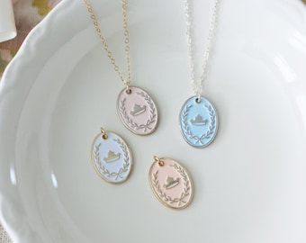 Sleeping Beauty Enamel Necklace, Princess Aurora Disney Inspired Dainty Chain Necklace, Enamel Charm, Make It Pink, Make It Blue, Coquette