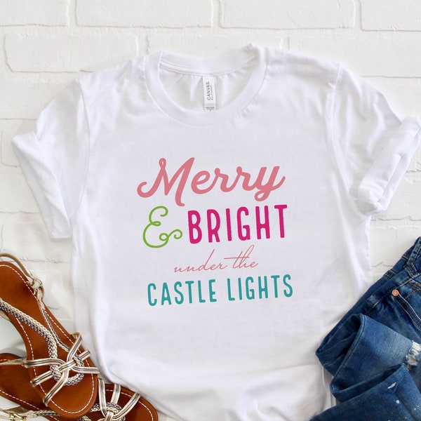 Disney Christmas Shirt Merry and Bright under the Castle Lights - Colorful Unisex T-Shirt, Mickey's Very Merry Christmas Party, Xmas Shirts
