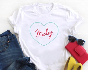 Mickey Heart Short-Sleeve Unisex T-Shirt, Disney Valentine's Day Shirt, Disney World Shirt, Disneyland Shirt, Mickey T-Shirt, Disney Shirts