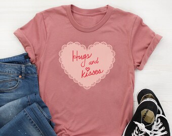 Hugs and Kisses from Minnie Short-Sleeve Unisex T-Shirt, Valentine's Day Disney Shirt, Disney Couples Shirt, Disney T-Shirt, Minnie Shirt