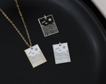 Haunted Mansion Necklace, Theme Park Halloween Enamel Pendant, Madame Leota, Spooky Necklace, Haunted House, Enamel Necklace
