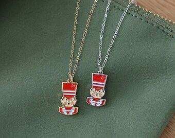 Toy Soldier Enamel Necklace, Disney Christmas Soldier, Dainty Chain, Theme Park Inspired Jewelry, Christmas Enamel Charm, Very Merry Party