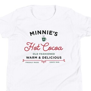 Minnie's Hot Cocoa YOUTH Short Sleeve T-Shirt, Mickey's Very Merry Christmas Party Shirt, Matching Disney Family Shirt, Disney Vacation