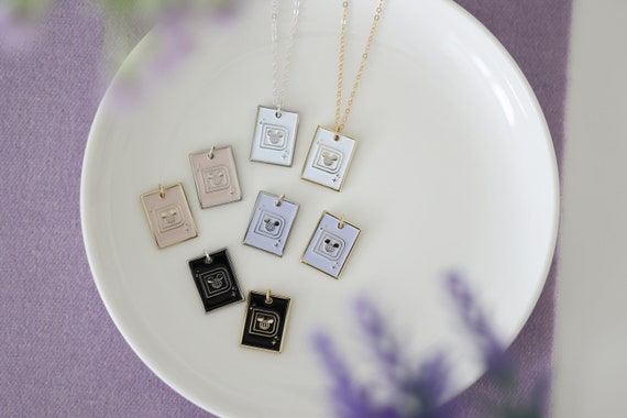 Retro WDW Enamel Necklace, Minimal and Subtle Theme Park Jewelry, Gold and Silver Enamel Pendants Charms