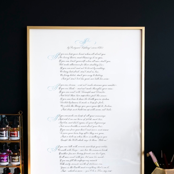 Custom Handwritten poem in traditional calligraphy • Keepsake gift • Family heirloom • Coming of age • Family prayer • A2 size