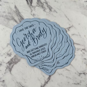 SEASHELL place cards Wedding/Events/Hens/Bridal/Baby shower | Handwritten modern lettering | Hand drawn illustration | Many colour options