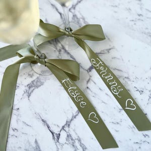 Personalised Handwritten Ribbon Name Place Card For Weddings, Special Events Cocktail Glass Ribbon Name Wine Glass Wrap custom calligraphy