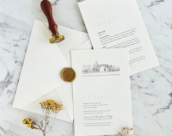 Embossed Wedding Invitation Embossed name and colour digital print wording on white card emboss details card emboss rsvp card with envelope