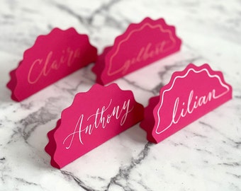 Wavy Hot Pink place cards Wedding/Events/Hens/Bridal shower | 100% Handwritten modern calligraphy | 2 styles available | Ink colours to suit