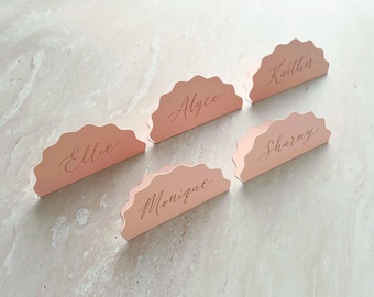 Wavy Blush Pink place cards Wedding/Events/Hens/Bridal shower | 100% Handwritten modern calligraphy | 2 styles available | Many ink colours