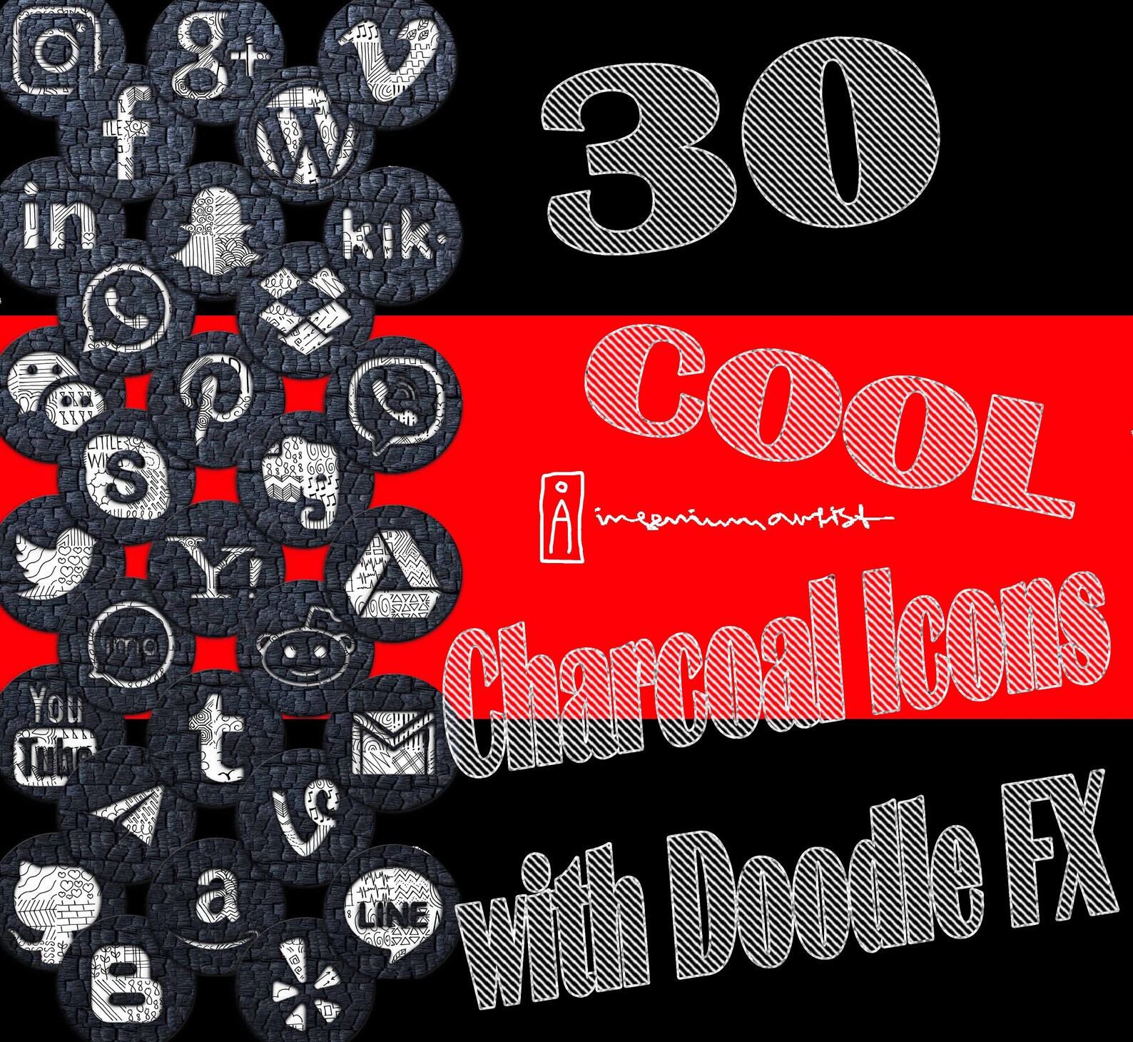 Social Media Icons 30 Unique Social Media Design Icons Png Etsy
