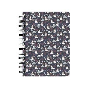 Alpine Mountains Night Saint Bernard Dog Pattern Black Spiral Notebook