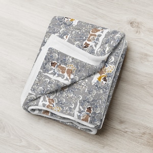 Snowflower Saint Bernard Dog Fleece Blanket