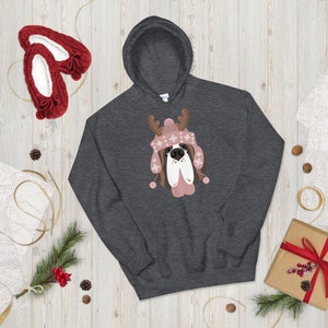 Reindeer Hat Saint, Heavy Hoodie, Saint Bernard Dog