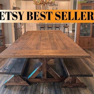 Rustic Wood Trestle Dining Table - Rustic Kitchen Table - Wood Dining Table - Farmhouse Kitchen Table Gift