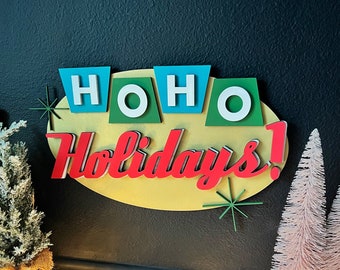 Mid Century Modern Sign, Vintage Christmas Sign, Eclectic decor, MCM Wall art, Retro Christmas Decor, Vintage Christmas Decor, MCM Christmas